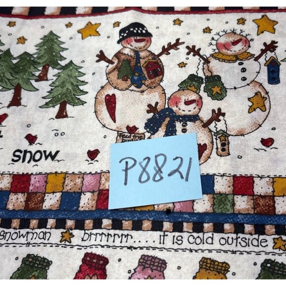 Let It Snow Holiday Cotton Fabric Scrap 11" x 42" Snowmen & Mittens Festive Desi - Picture 9 of 10